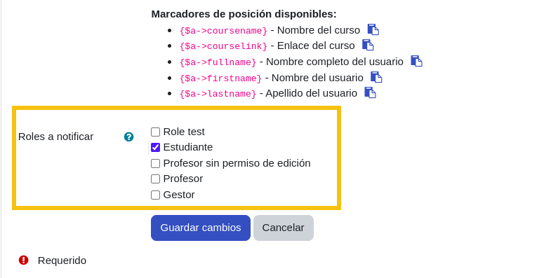 Roles to notify (if you have it)