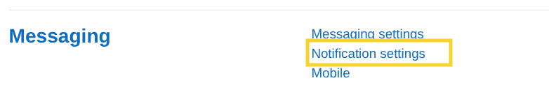 Notification settings page
