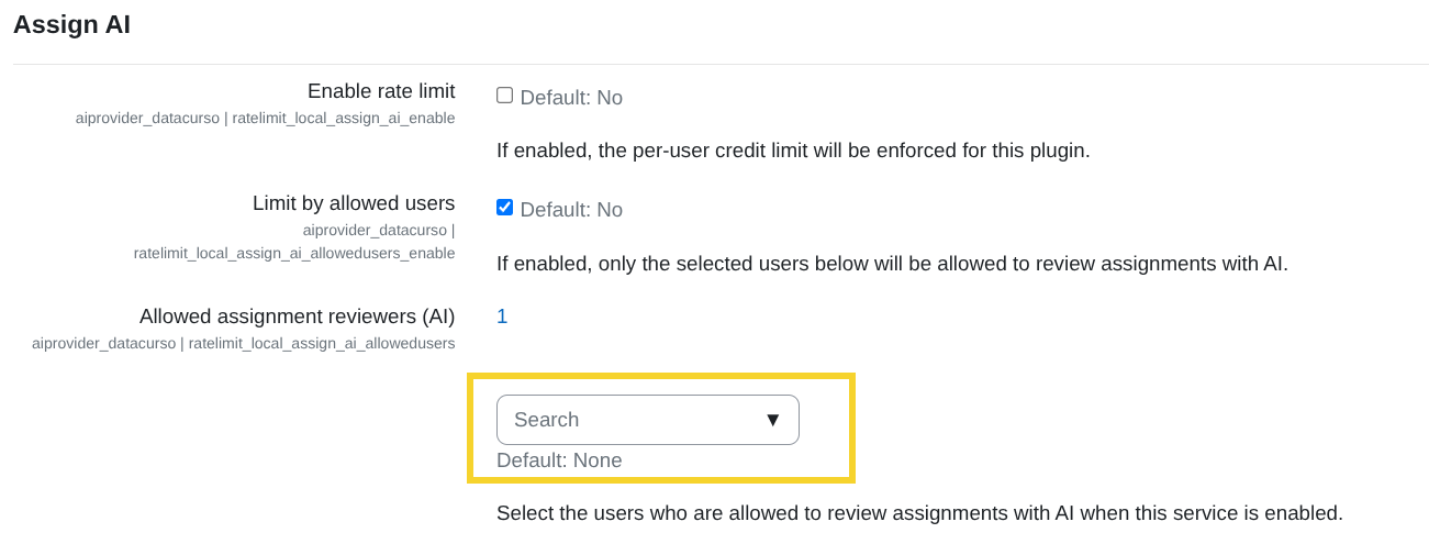 Allowed assignment reviewers (AI)