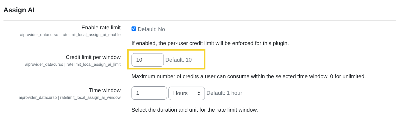 Credit limit per window