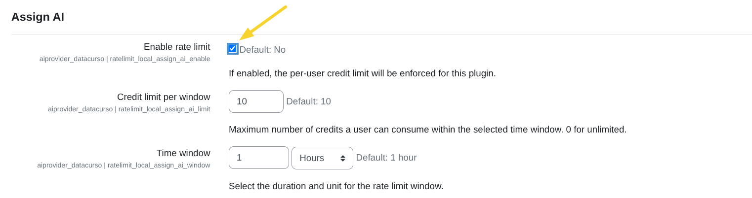 Enable rate limit