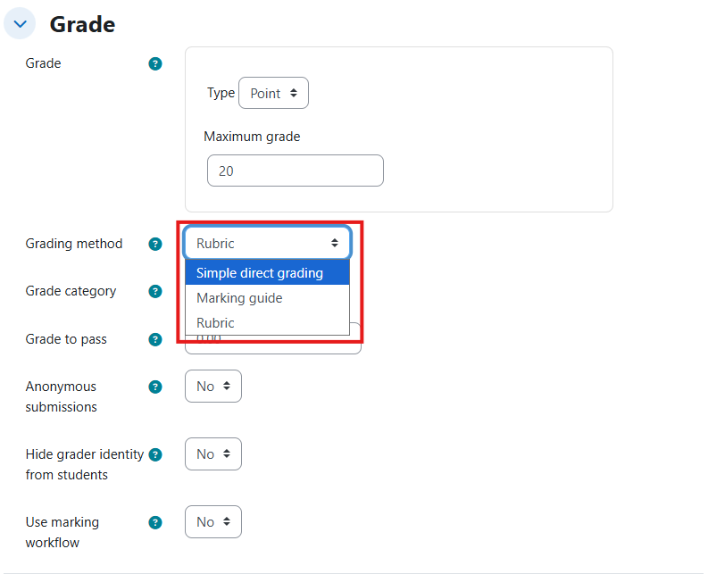 Grade settings method