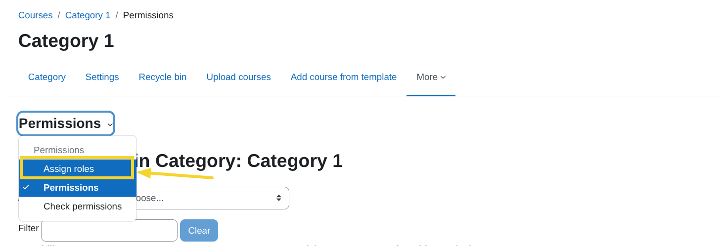 Assign roles dropdown