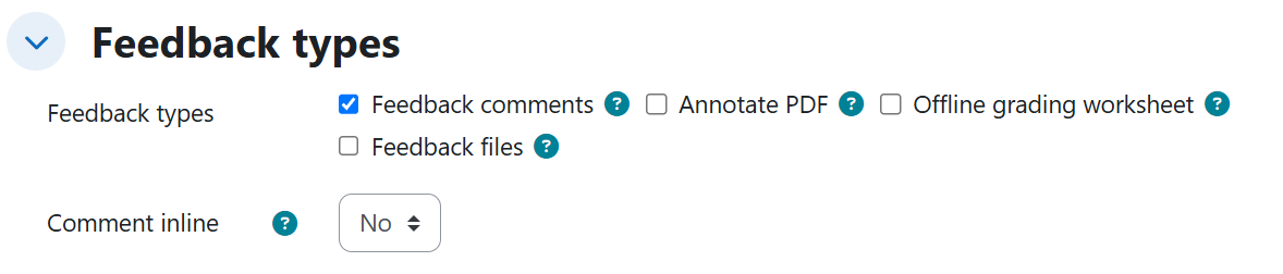 Assignment — Feedback types settings