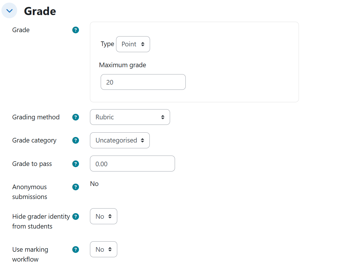 Assignment — Grade settings