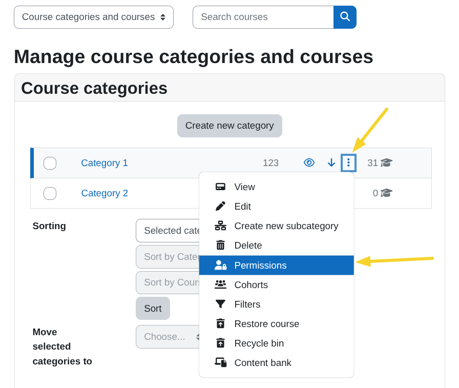 Category permissions