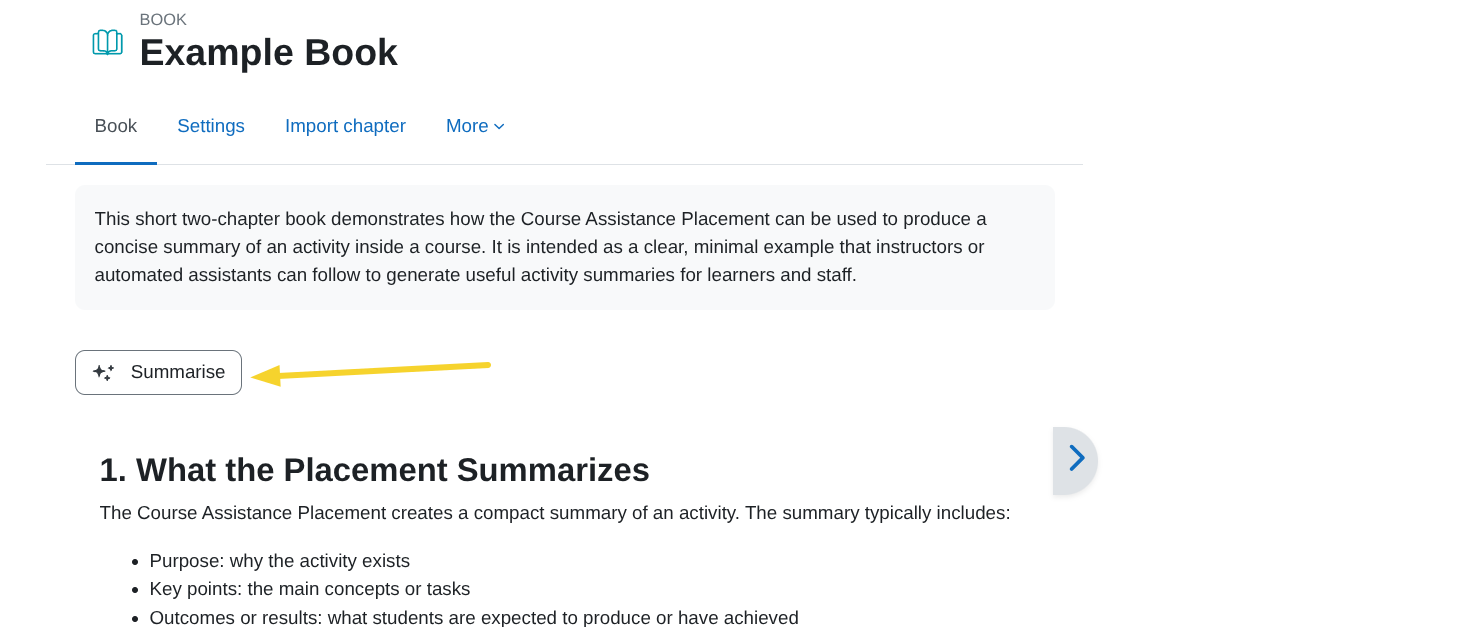 Summarise Button in Activity