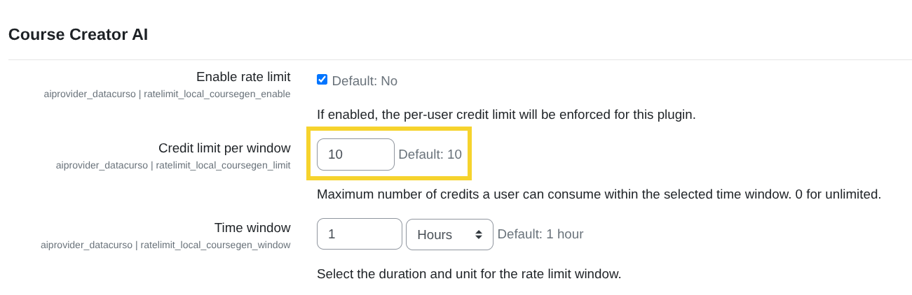 Credit limit per window