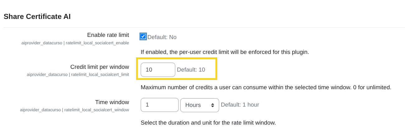 Credit limit per window
