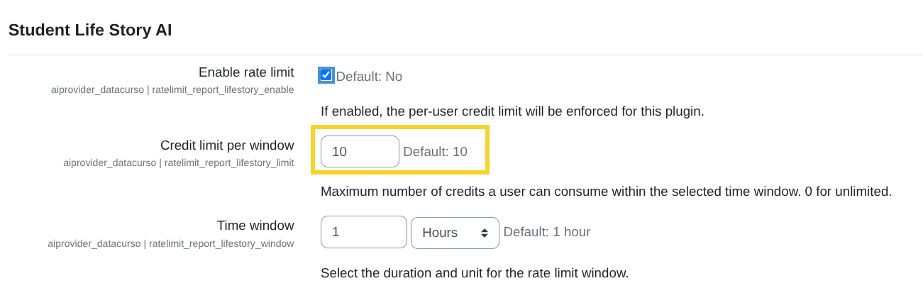 Credit limit per window