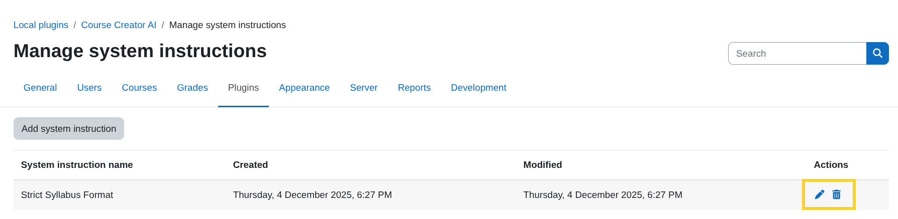 Edit or delete system instructions