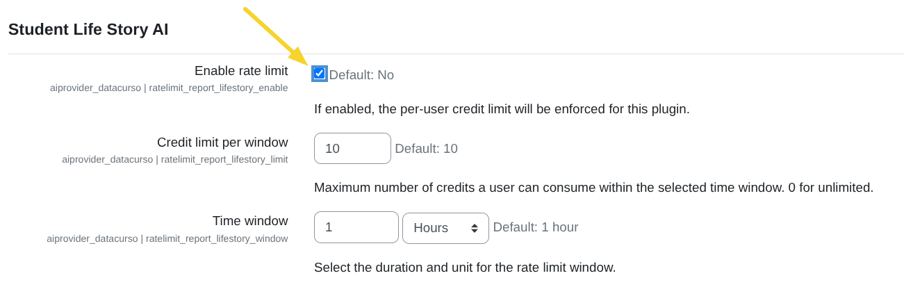 Enable rate limit