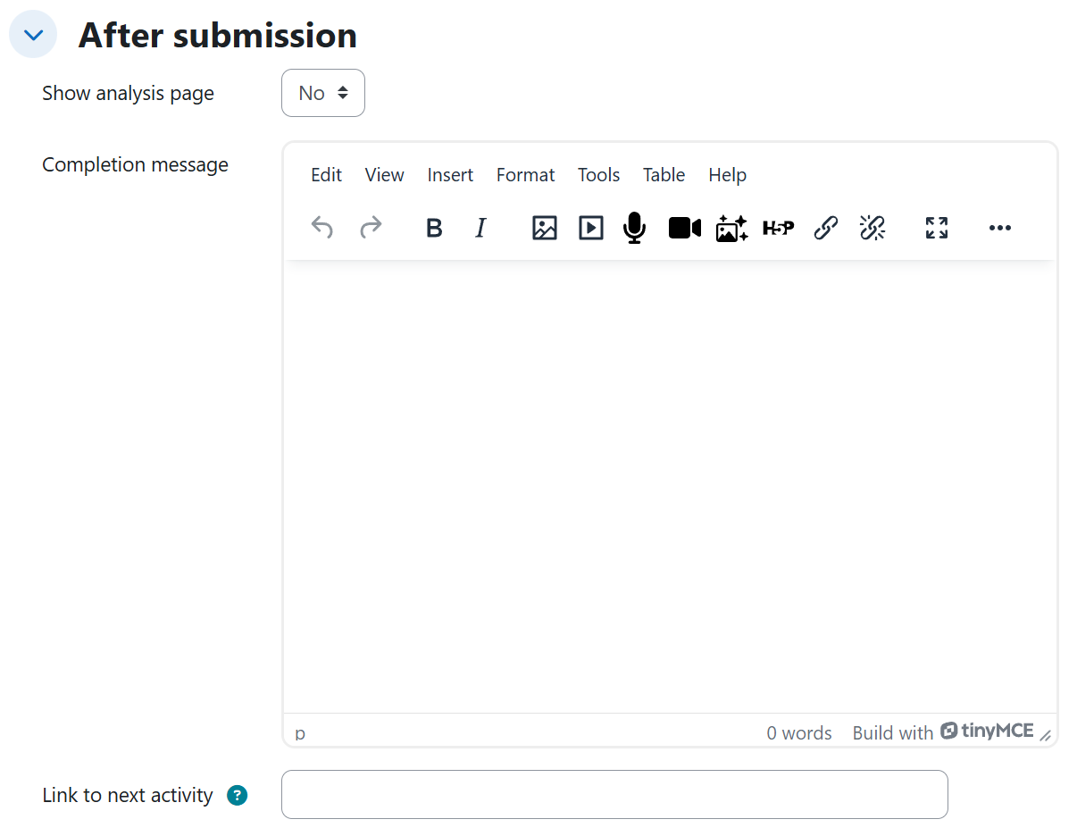 Feedback — After submission settings