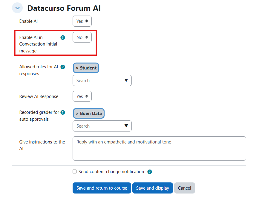 Enable AI conversation initial