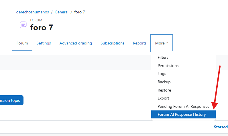 Reports → AI response history
