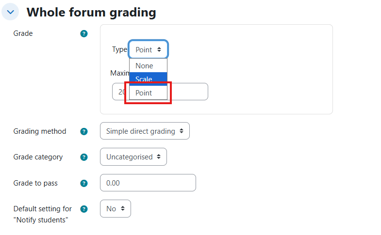 Whole forum grading type