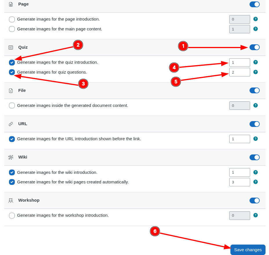 Save generation rules options