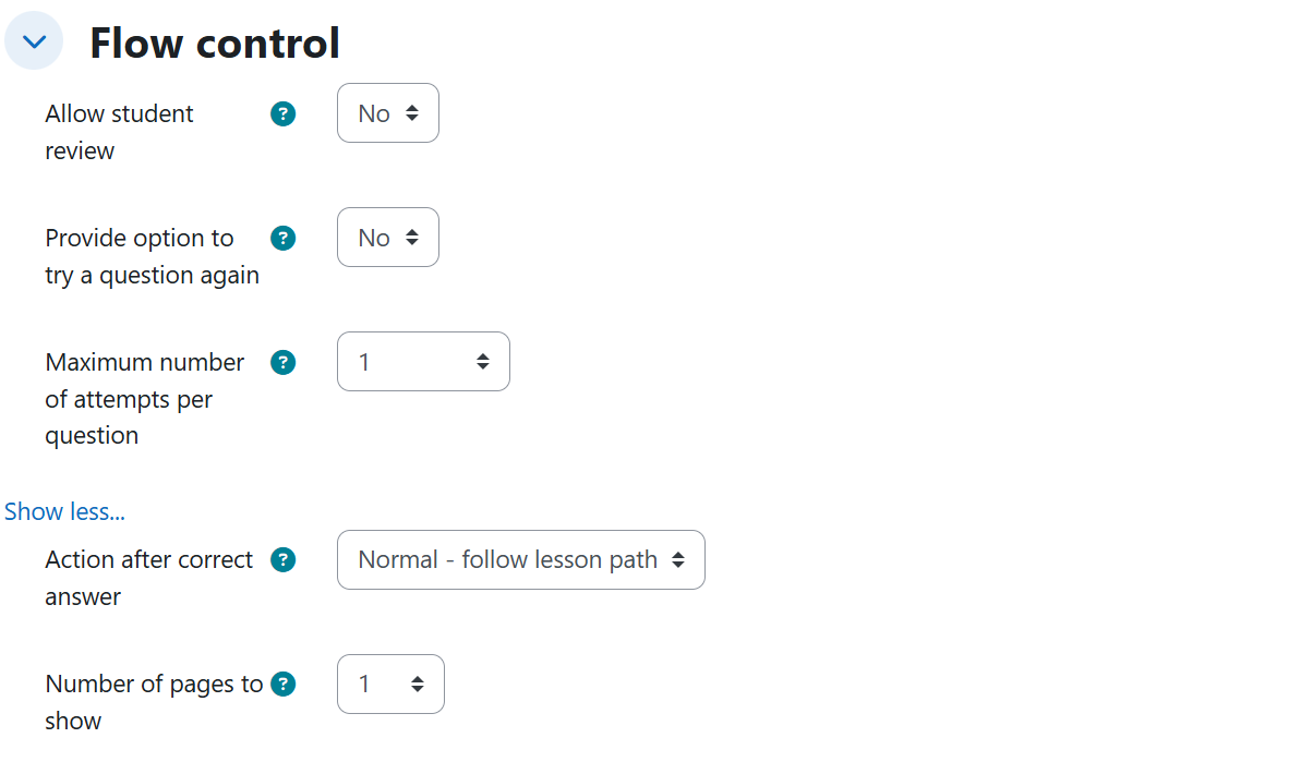 Lesson — Flow control settings