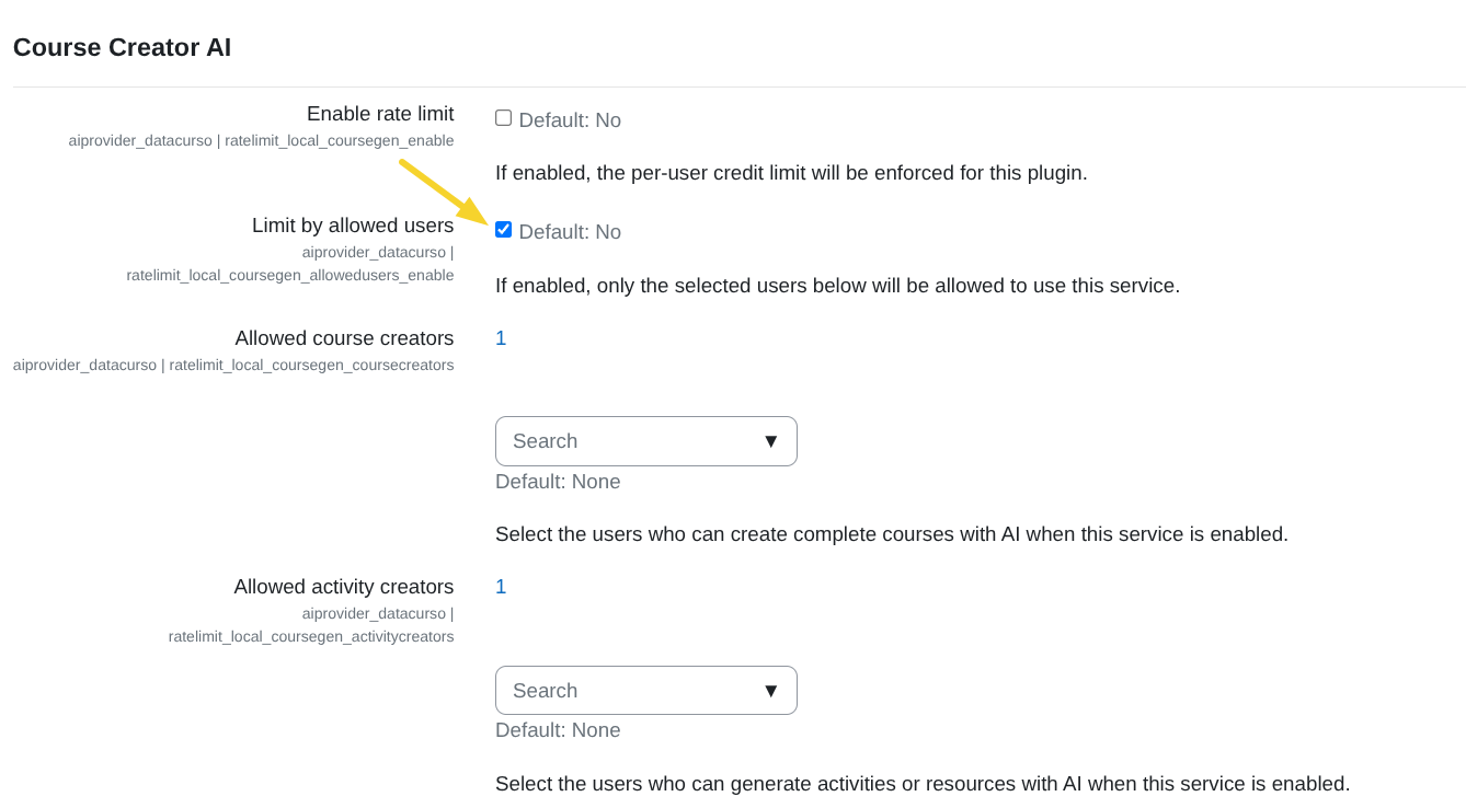 Limit by allowed users