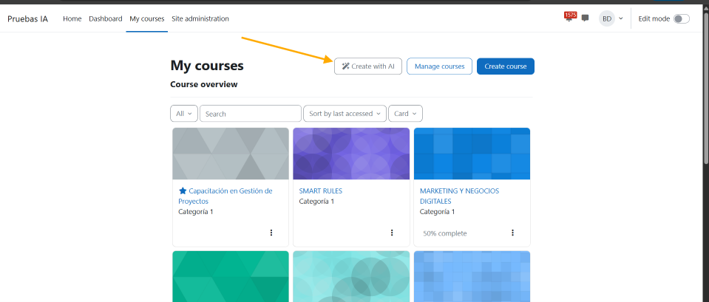 My courses page