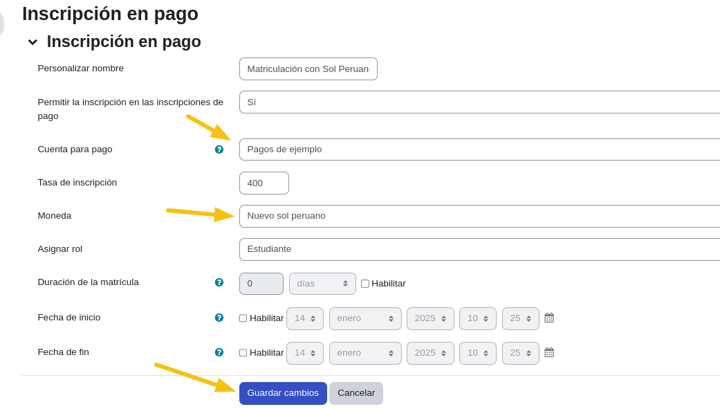 Enrol instance options