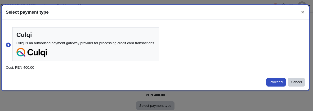 Payment modal for course