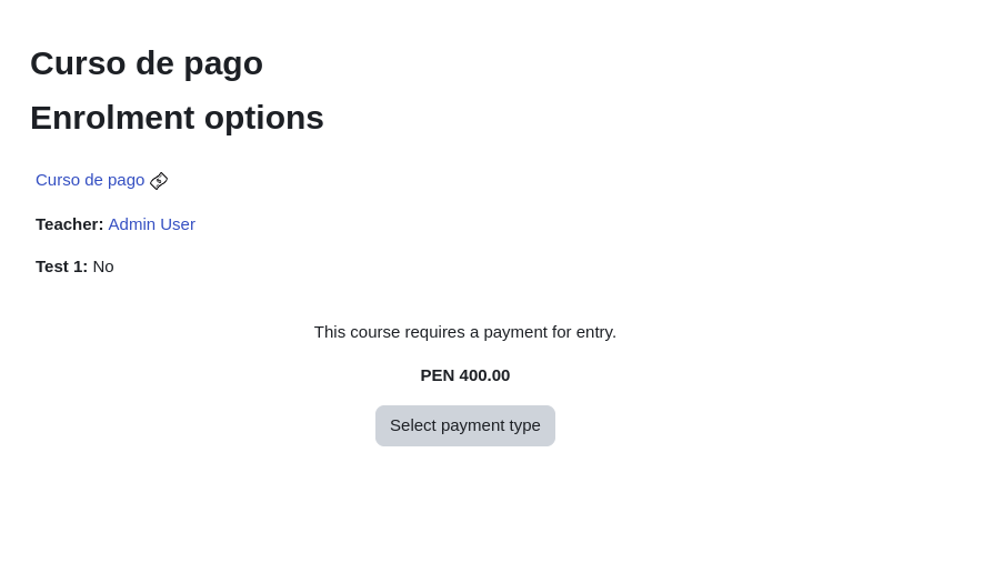 Select payment for course