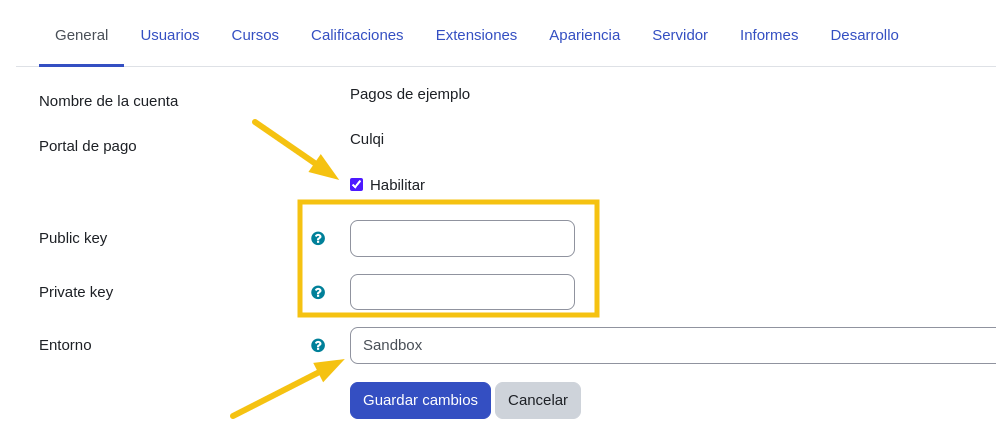 Set sandbox credentials