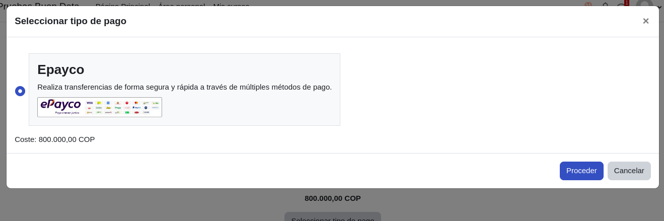 Payment modal for course