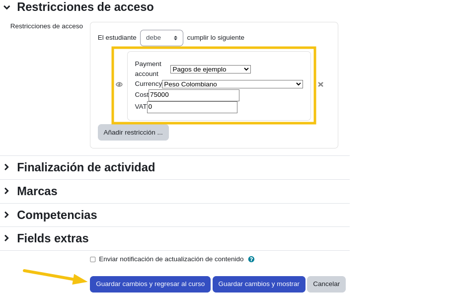 Configure restriction