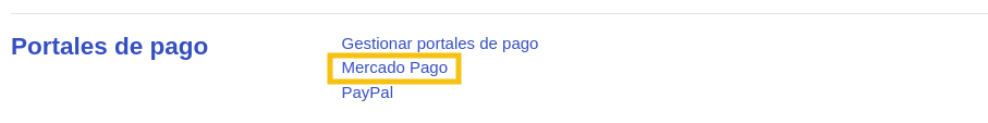 Mercado Pago settings
