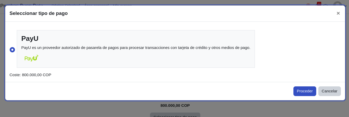 Payment modal for course