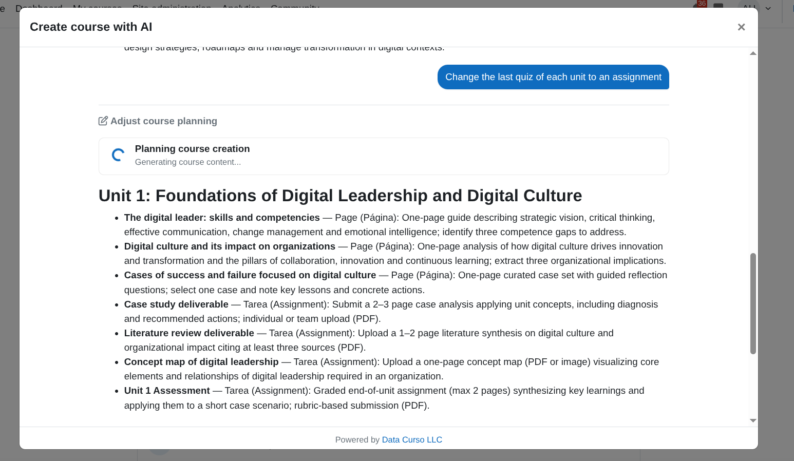 Plan adjustment progress