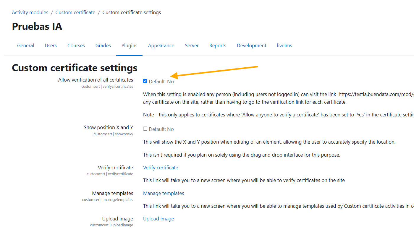 Allow verification of all certificates setting