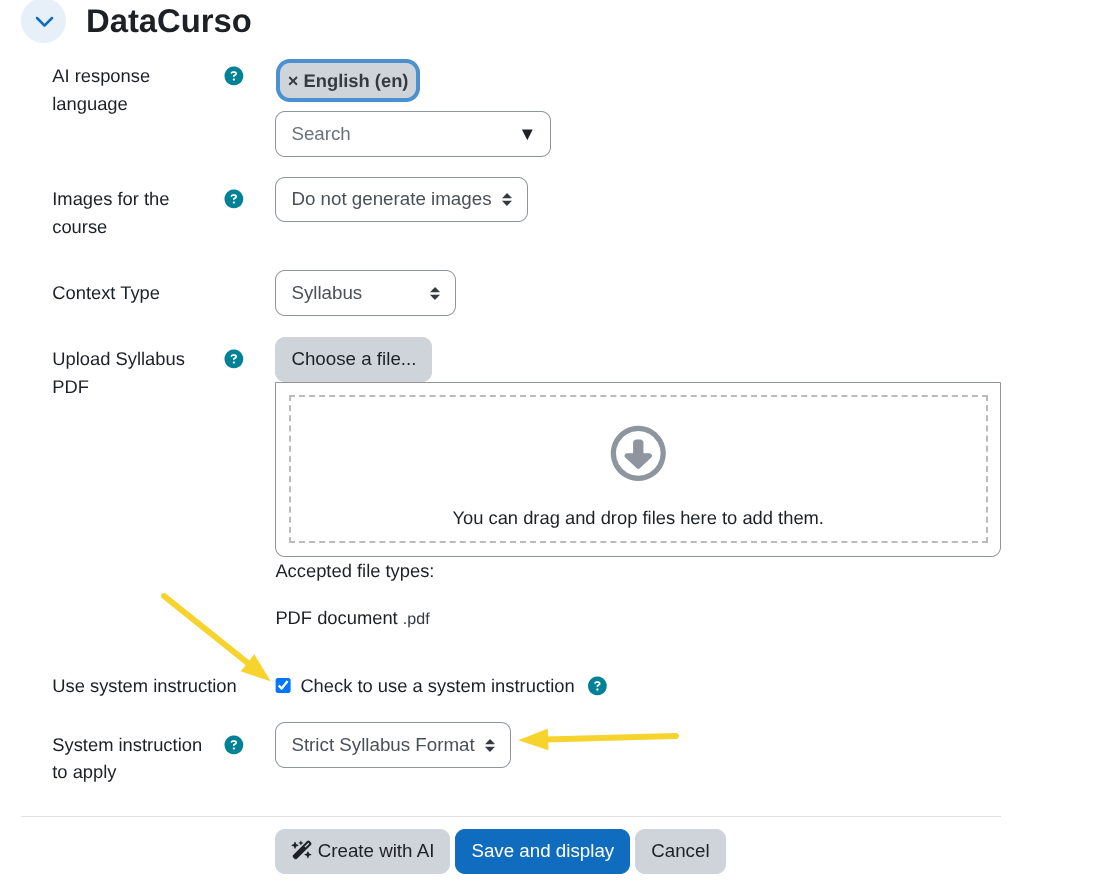 System instruction to apply