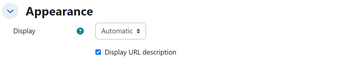 URL — Appearance settings