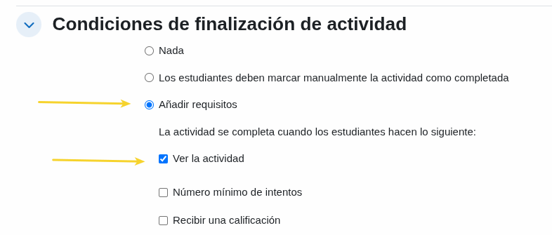 Configuración automática de finalización de actividad (útil para resolver problemas)
