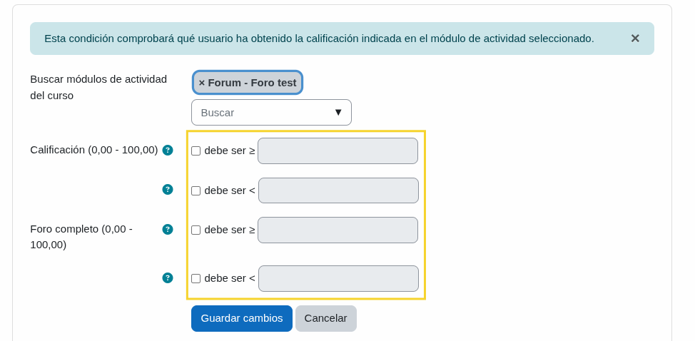 Opciones de comparación (debe ser Debe ser <)
