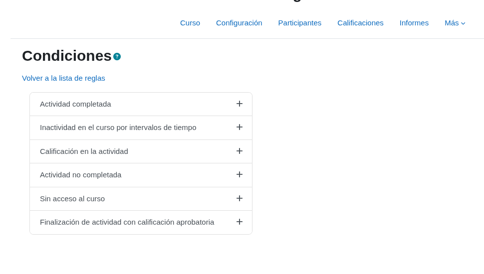 Lista de condiciones