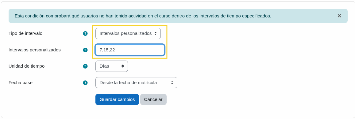 Intervalos personalizados