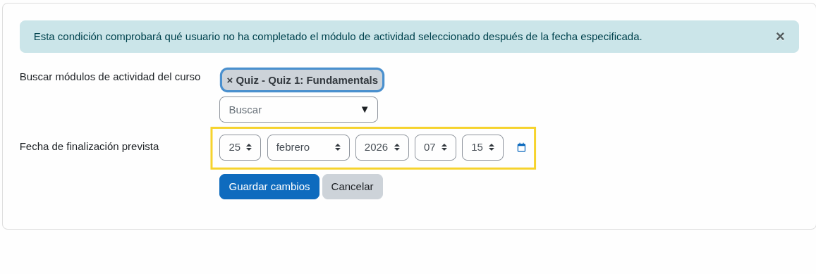 Fecha de finalización esperada
