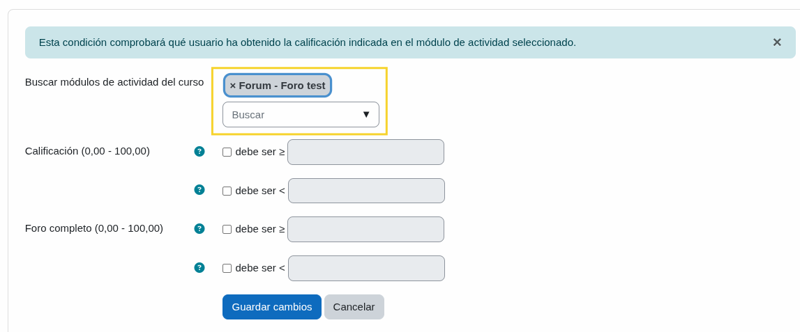 Calificación en actividad (selector de actividad)