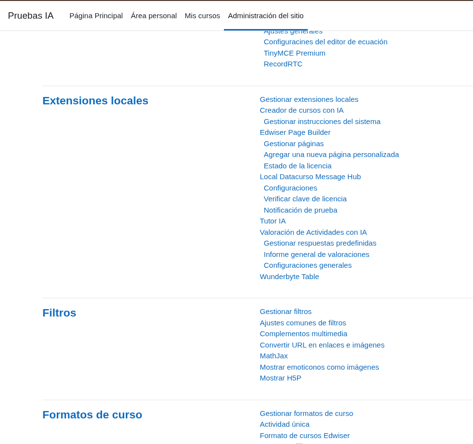 Configuración de administrador