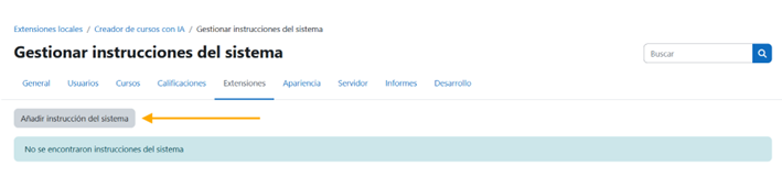 Agregar instrucción del sistema