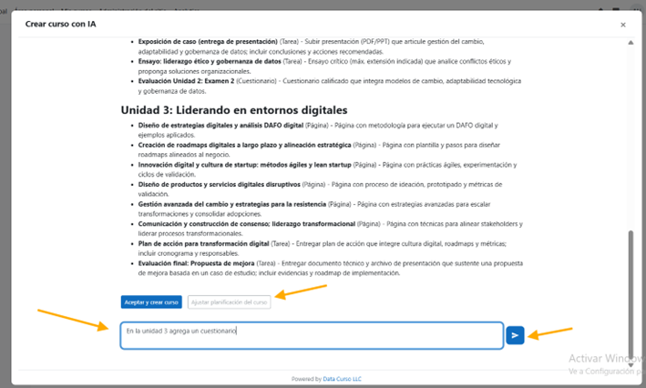 Ajustar planificación del curso