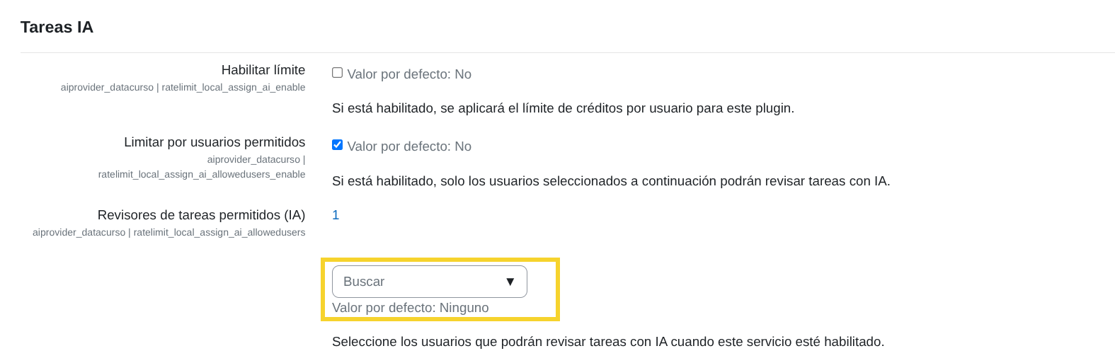 Revisores de tareas permitidos (IA)