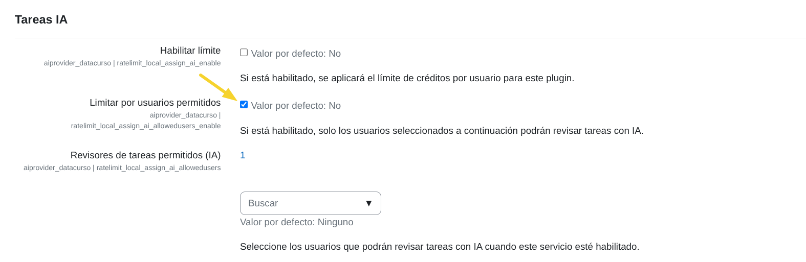 Limitar por usuarios permitidos