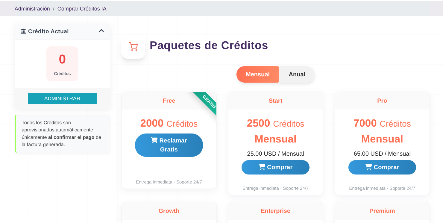 Seleccionar Créditos IA