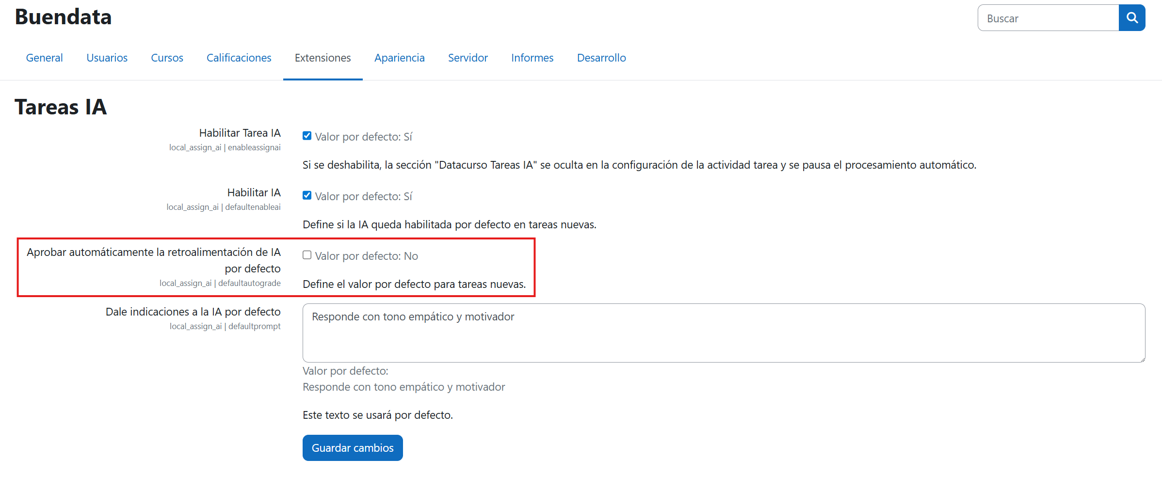 Aprobación automática desactivada
