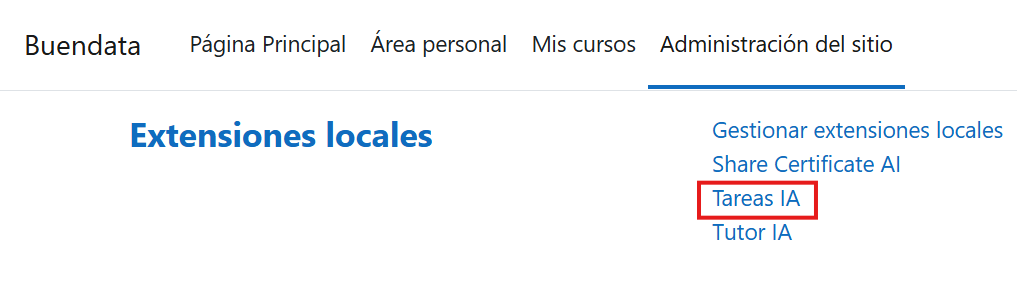 Plugins de administración tarea IA